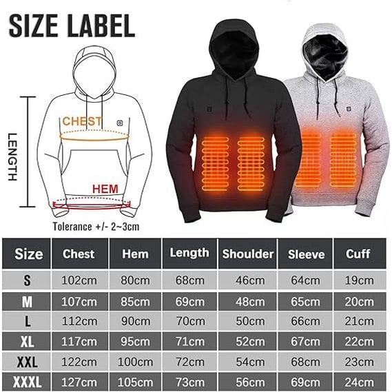Warmfell™ Unisex Heated Hoodie with Full Zip and USB Heating