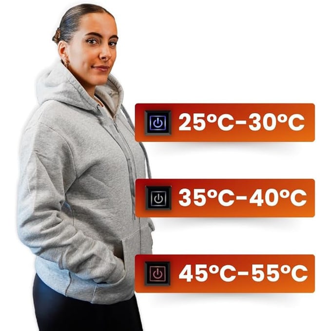 Warmfell™ Unisex Heated Hoodie with Full Zip and USB Heating