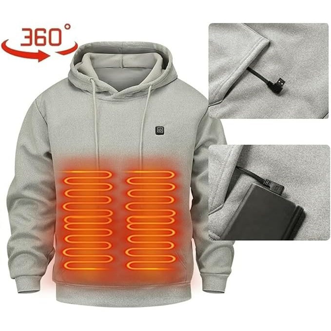 Warmfell™ Unisex Heated Hoodie with Full Zip and USB Heating