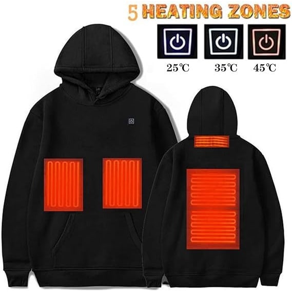 Warmfell™ Unisex Heated Hoodie with Full Zip and USB Heating
