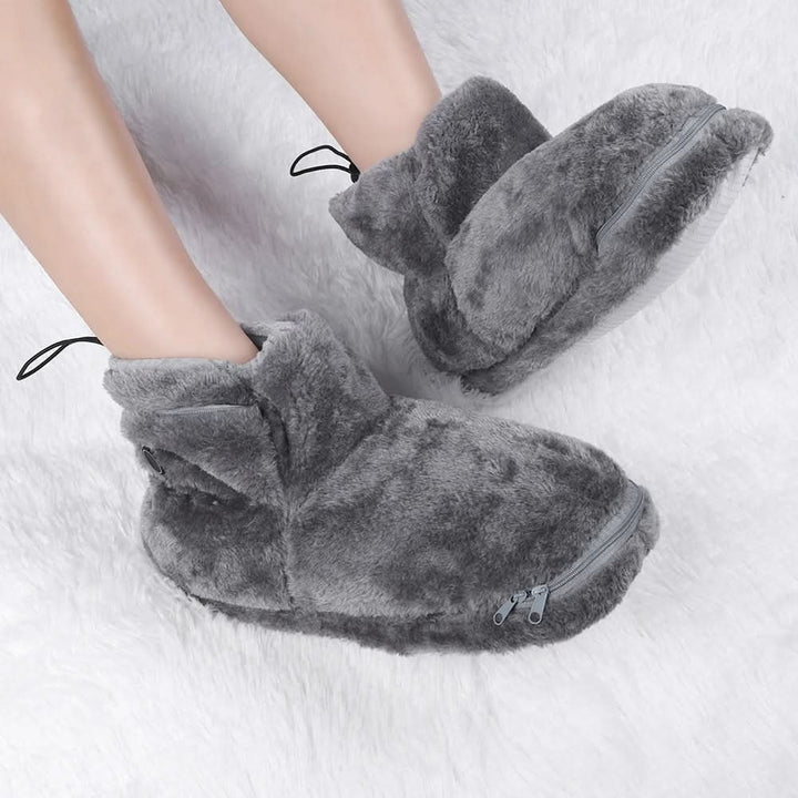 Warmfell™ USB Heated Plush Bootie Slippers with Arch Support