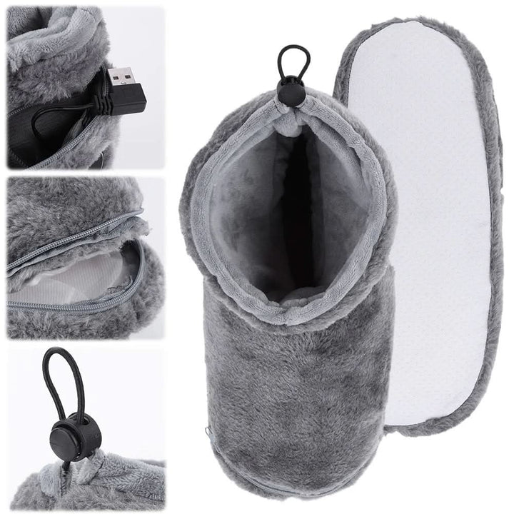 Warmfell™ USB Heated Plush Bootie Slippers with Arch Support