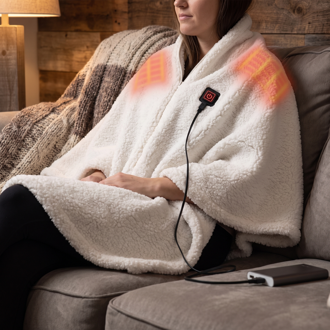 Warmfell™ Sherpa Heated Throw Blanket with 3 Heat Levels