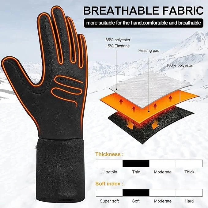 Warmfell™ Ultra-Thin Heated Glove Liners With Touchscreen Tips
