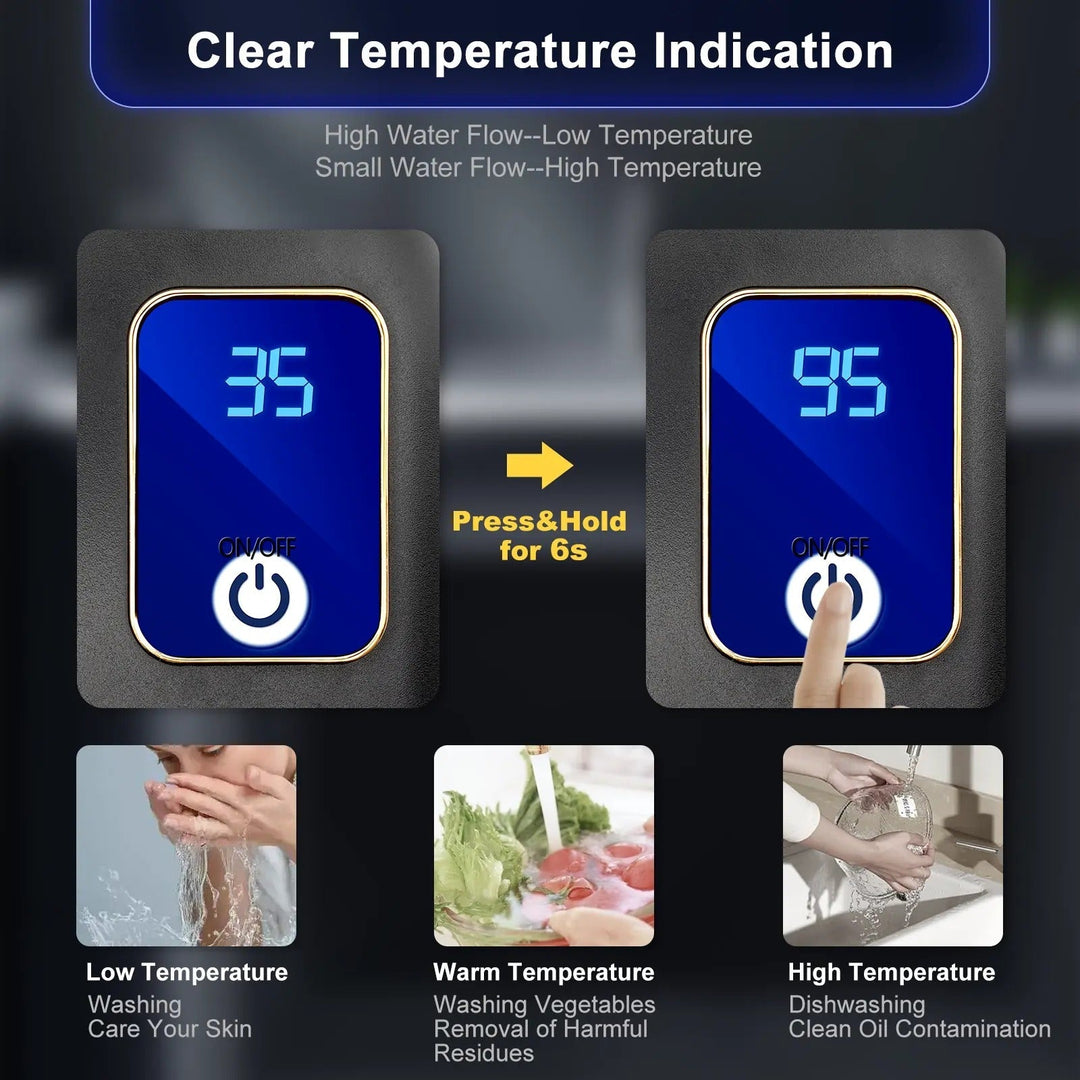 Warmfell™ Electric Tankless Water Heater With LED Temperature Display