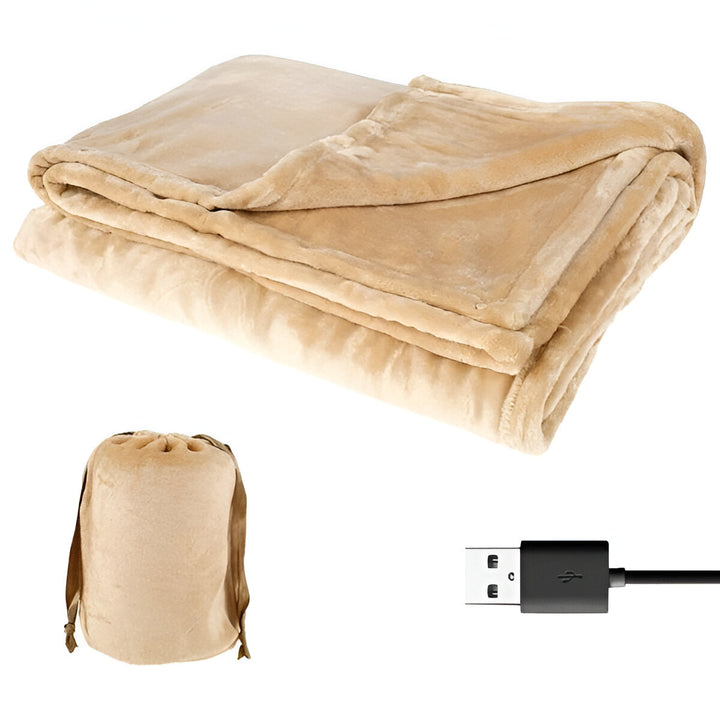 Warmfell™ Cordless Flannel Heated Throw for Two, USB Powered