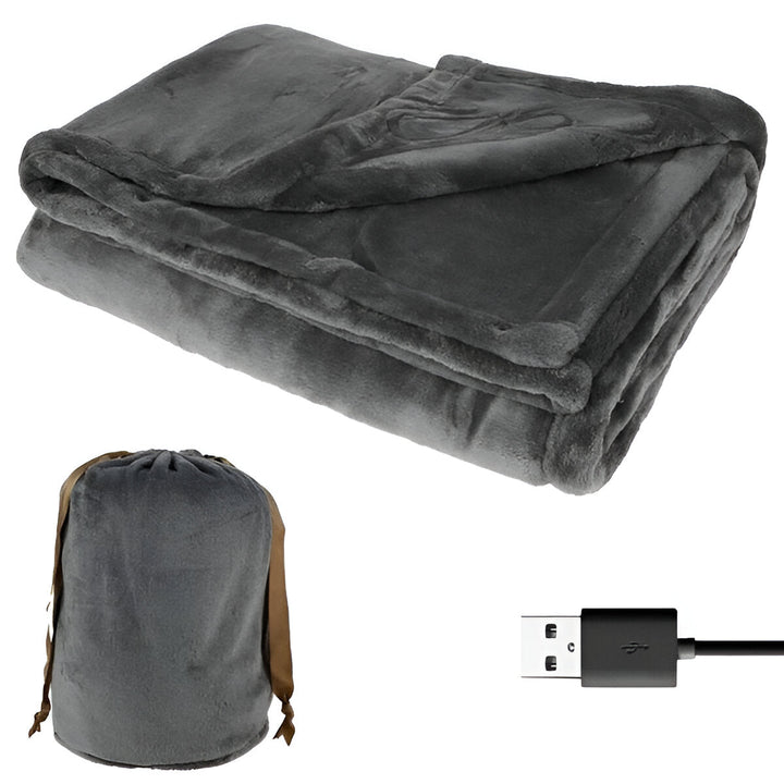 Warmfell™ Cordless Flannel Heated Throw for Two, USB Powered