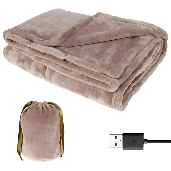 Warmfell™ Cordless Flannel Heated Throw for Two, USB Powered