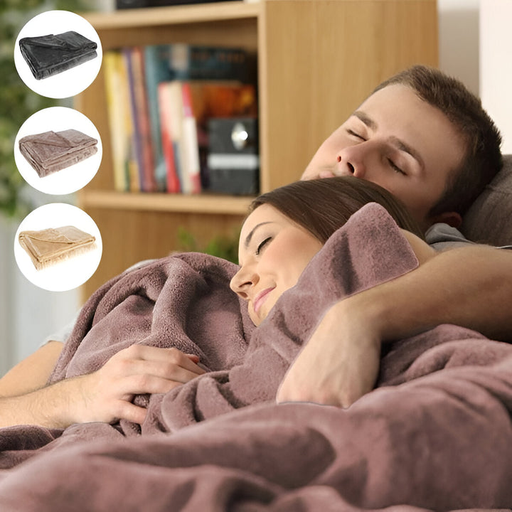 Warmfell™ Cordless Flannel Heated Throw for Two, USB Powered