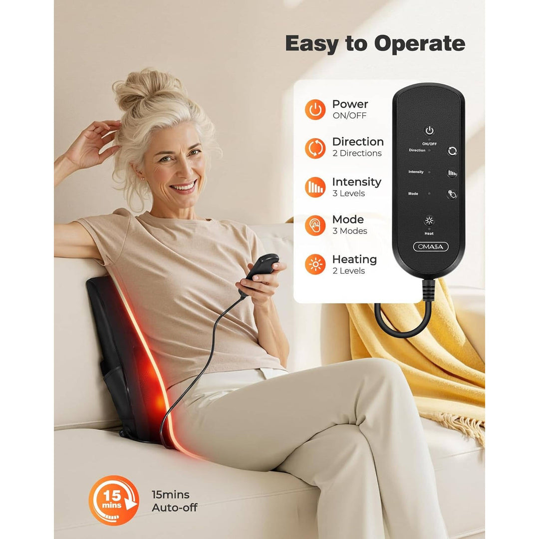 Warmfell™ Shiatsu Neck and Back Massage Pillow with Dual Heat Zones