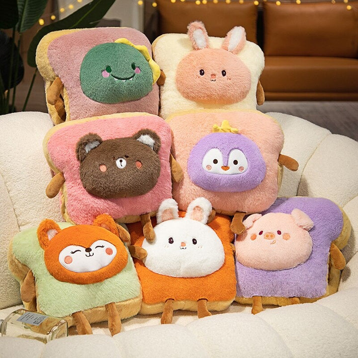 Warmfell™ Fluffy Toast Plushie Hand Warmer with Animal Face