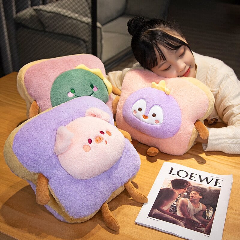 Warmfell™ Fluffy Toast Plushie Hand Warmer with Animal Face