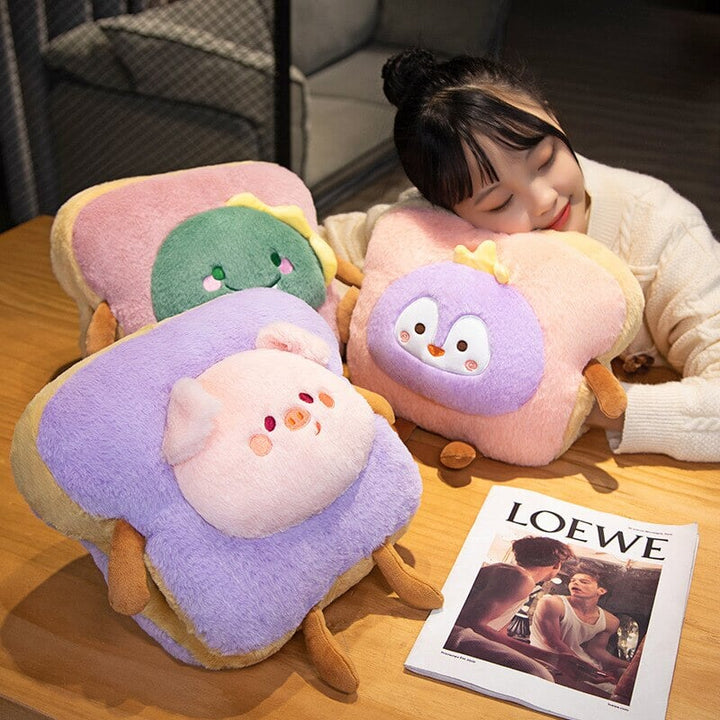 Warmfell™ Fluffy Toast Plushie Hand Warmer with Animal Face