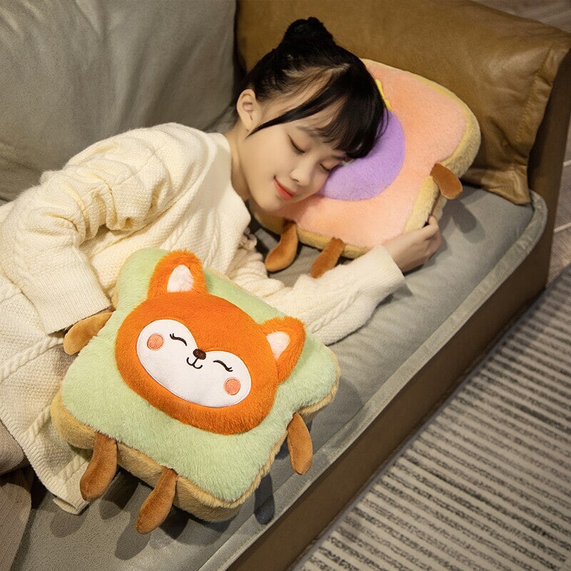 Warmfell™ Fluffy Toast Plushie Hand Warmer with Animal Face