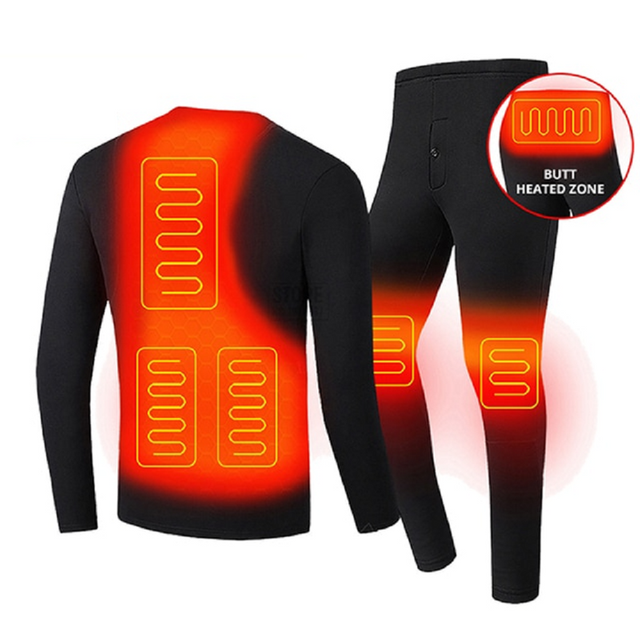 Warmfell™ USB Heated Thermal Base Layer Set with Flatlock Seams