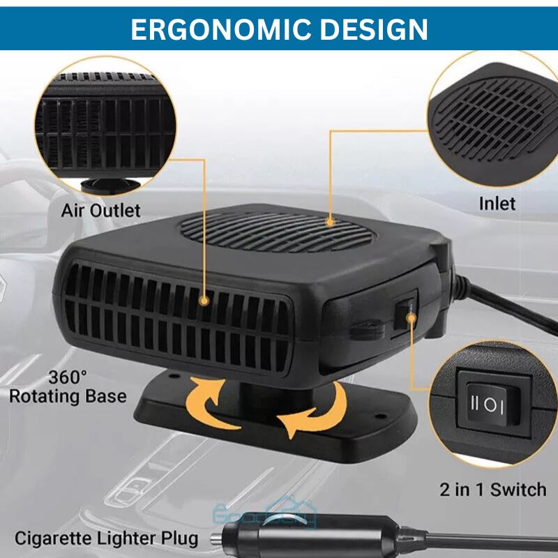 Warmfell™ 12V Car Heater &amp; Fan with Non-Slip 360° Rotating Base