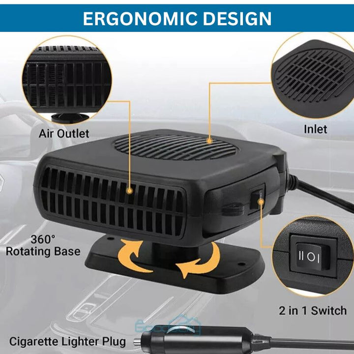 Warmfell™ 12V Car Heater &amp; Fan with Non-Slip 360° Rotating Base
