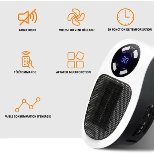 Warmfell™ Compact Ceramic Heater with Timer and LED Display