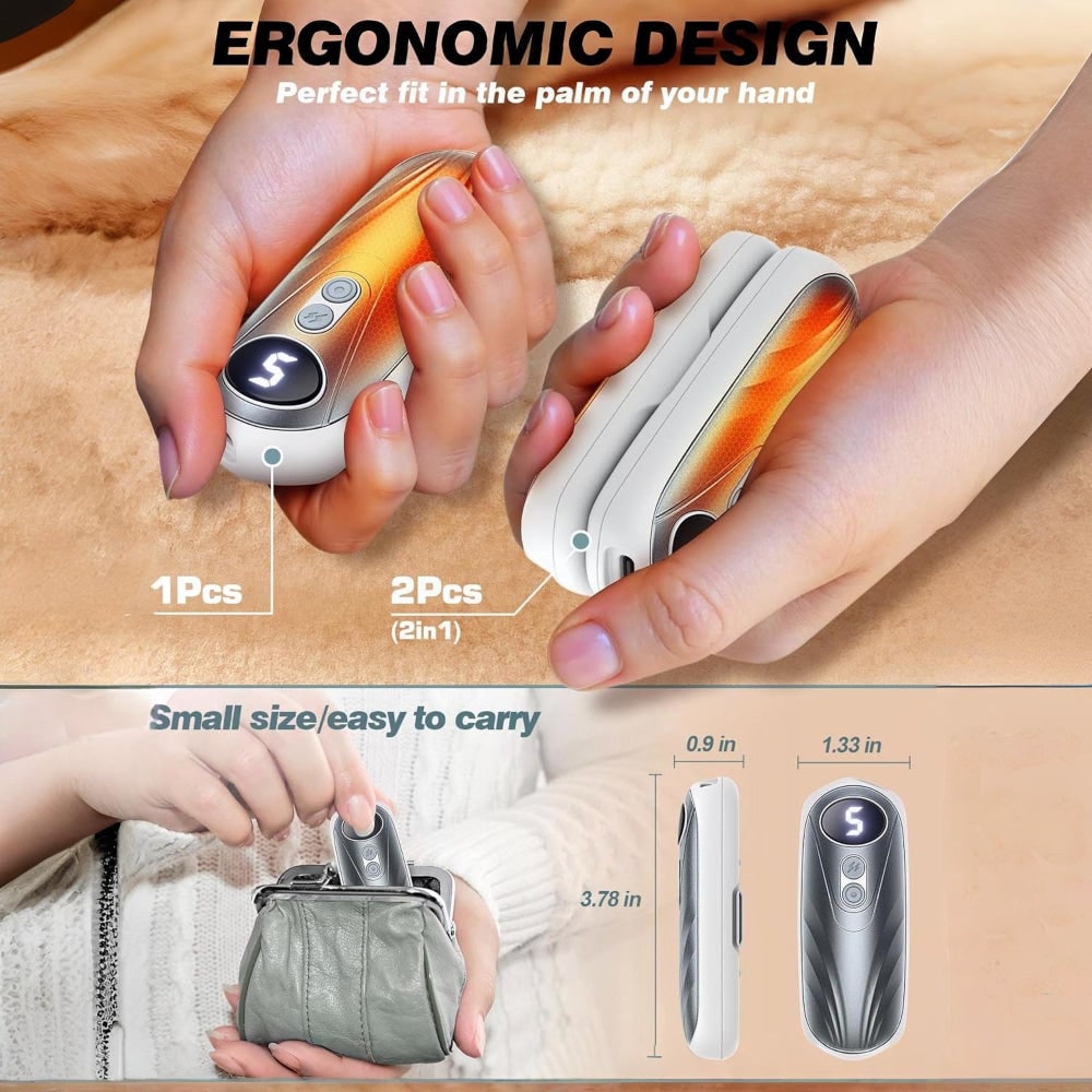 Warmfell™ Rechargeable Hand Warmers Set of 2 with Five Heat Settings