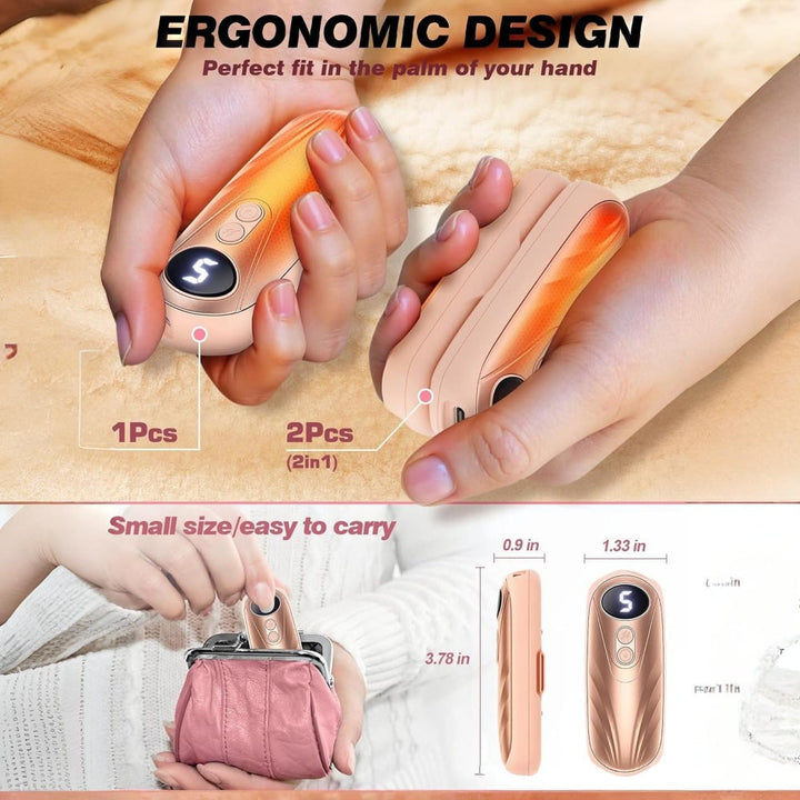 Warmfell™ Rechargeable Hand Warmers Set of 2 with Five Heat Settings