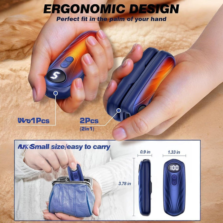 Warmfell™ Rechargeable Hand Warmers Set of 2 with Five Heat Settings