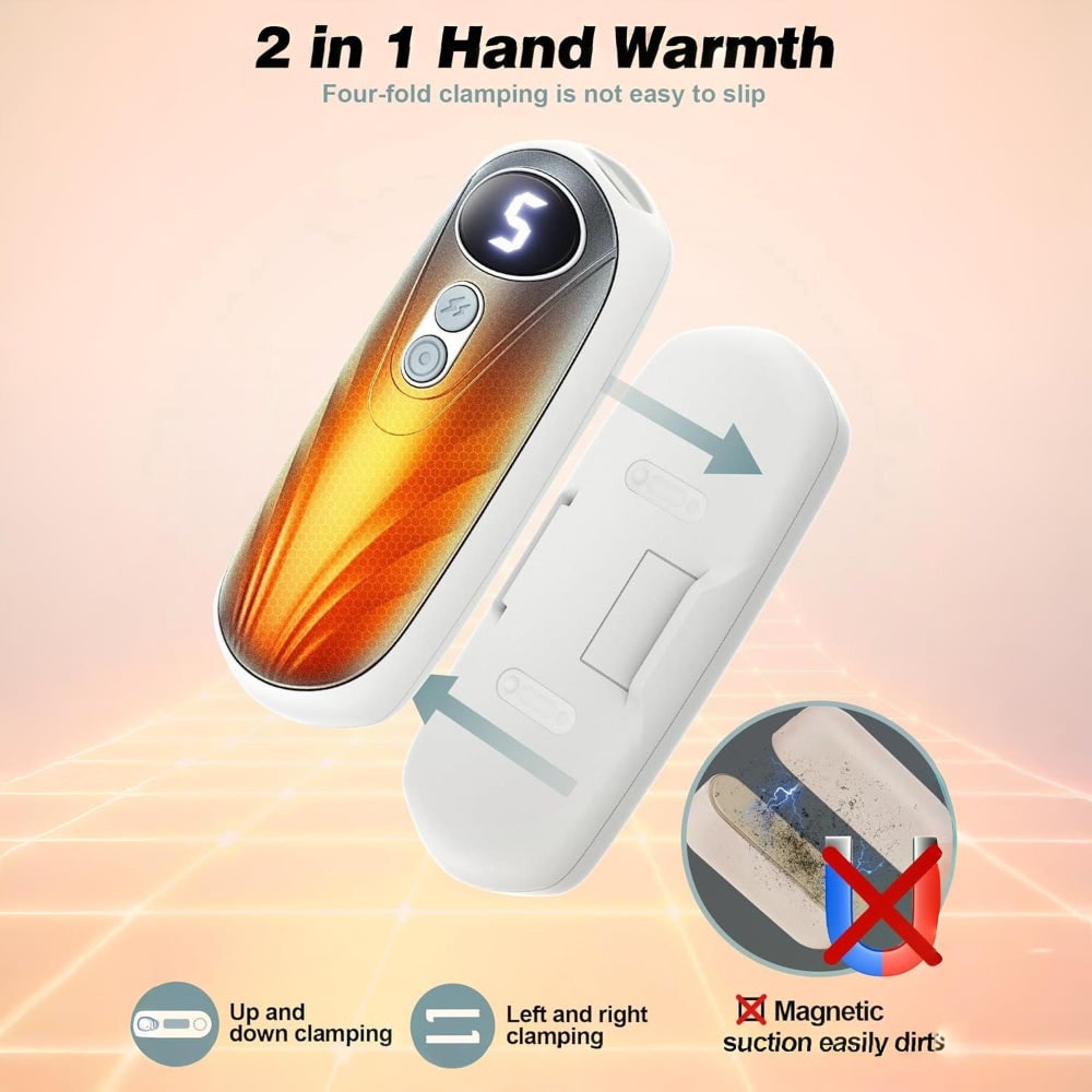 Warmfell™ Rechargeable Hand Warmers Set of 2 with Five Heat Settings