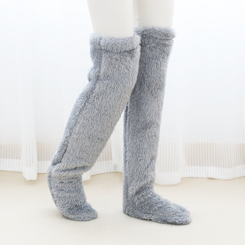 Warmfell™ Fluffy Long Knee Warmer Socks with Open-Toe Design