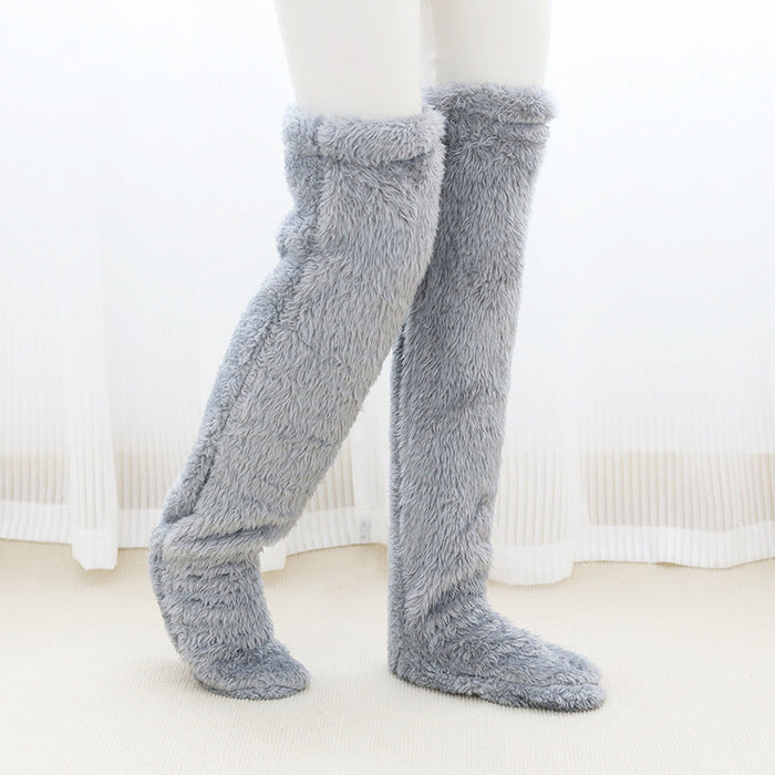 Warmfell™ Fluffy Long Knee Warmer Socks with Open-Toe Design