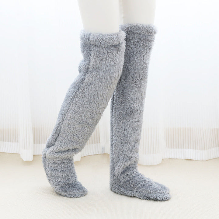 Warmfell™ Fluffy Long Knee Warmer Socks with Open-Toe Design