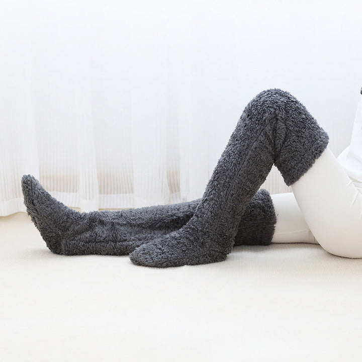 Warmfell™ Fluffy Long Knee Warmer Socks with Open-Toe Design