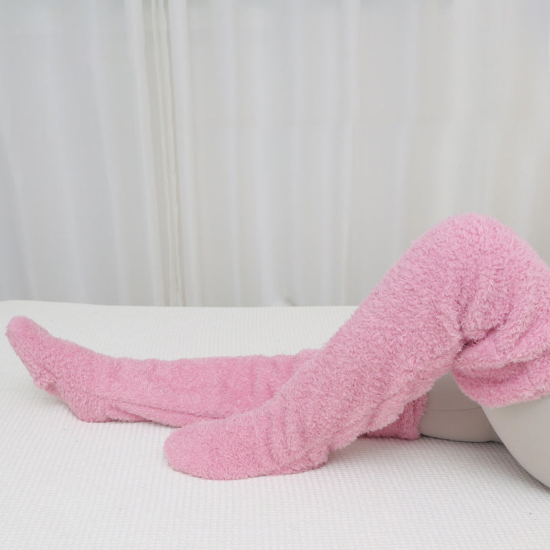 Warmfell™ Fluffy Long Knee Warmer Socks with Open-Toe Design