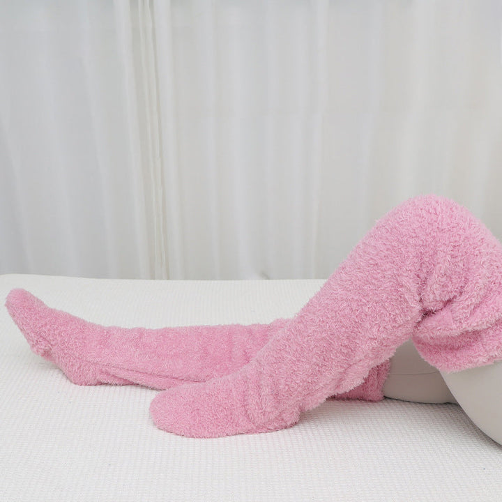 Warmfell™ Fluffy Long Knee Warmer Socks with Open-Toe Design