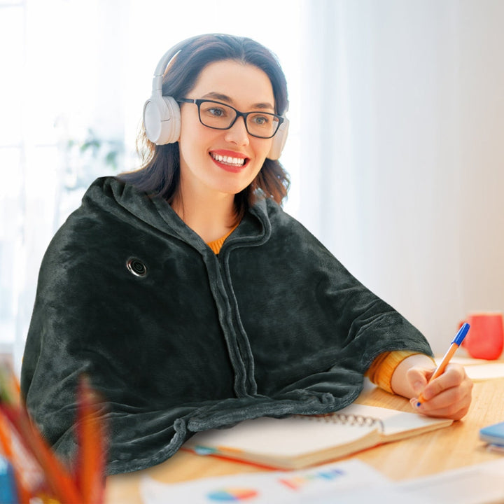 Warmfell™ USB Heated Shawl Blanket with Zip and Power Bank Pocket