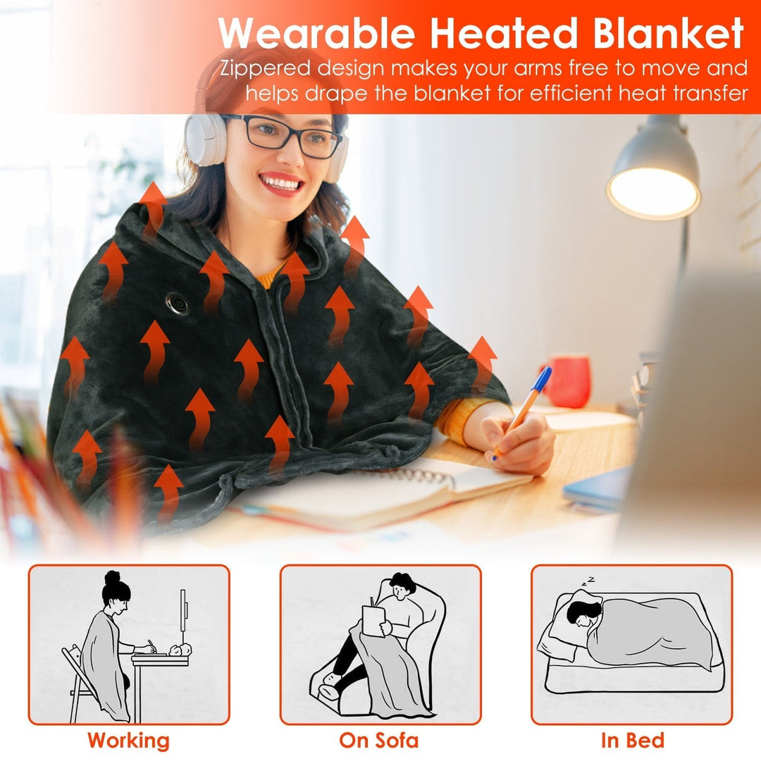 Warmfell™ USB Heated Shawl Blanket with Zip and Power Bank Pocket
