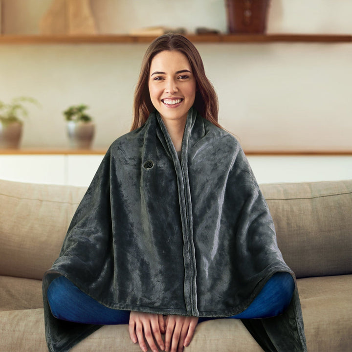 Warmfell™ USB Heated Shawl Blanket with Zip and Power Bank Pocket